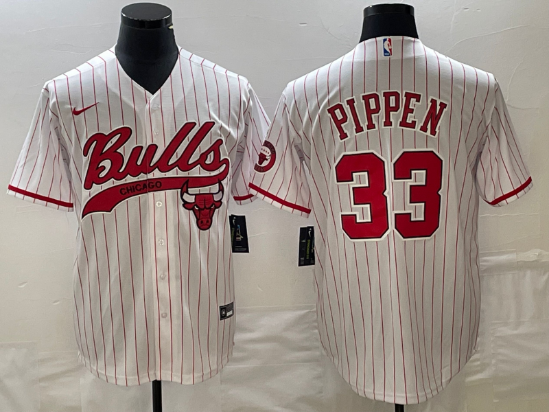Men Chicago Bulls Blank #33 Pippen white Nike 2023 NBA Jerseys